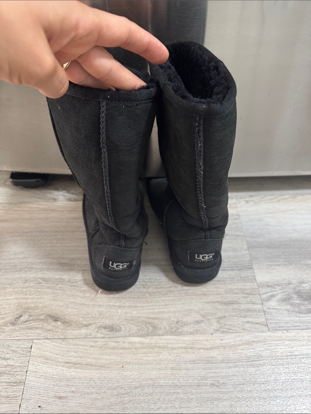 UGG Black Mid-Calf Shearling-Lined Boots